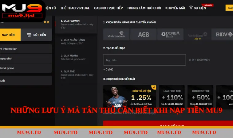 Những lưu ý mà tân thủ cần biết khi nạp tiền MU9